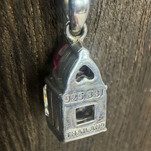 Vintage BBJ Strontium Titanate & Ruby Rhodium Over Sterling Pendant Necklace - Picture 10 of 11